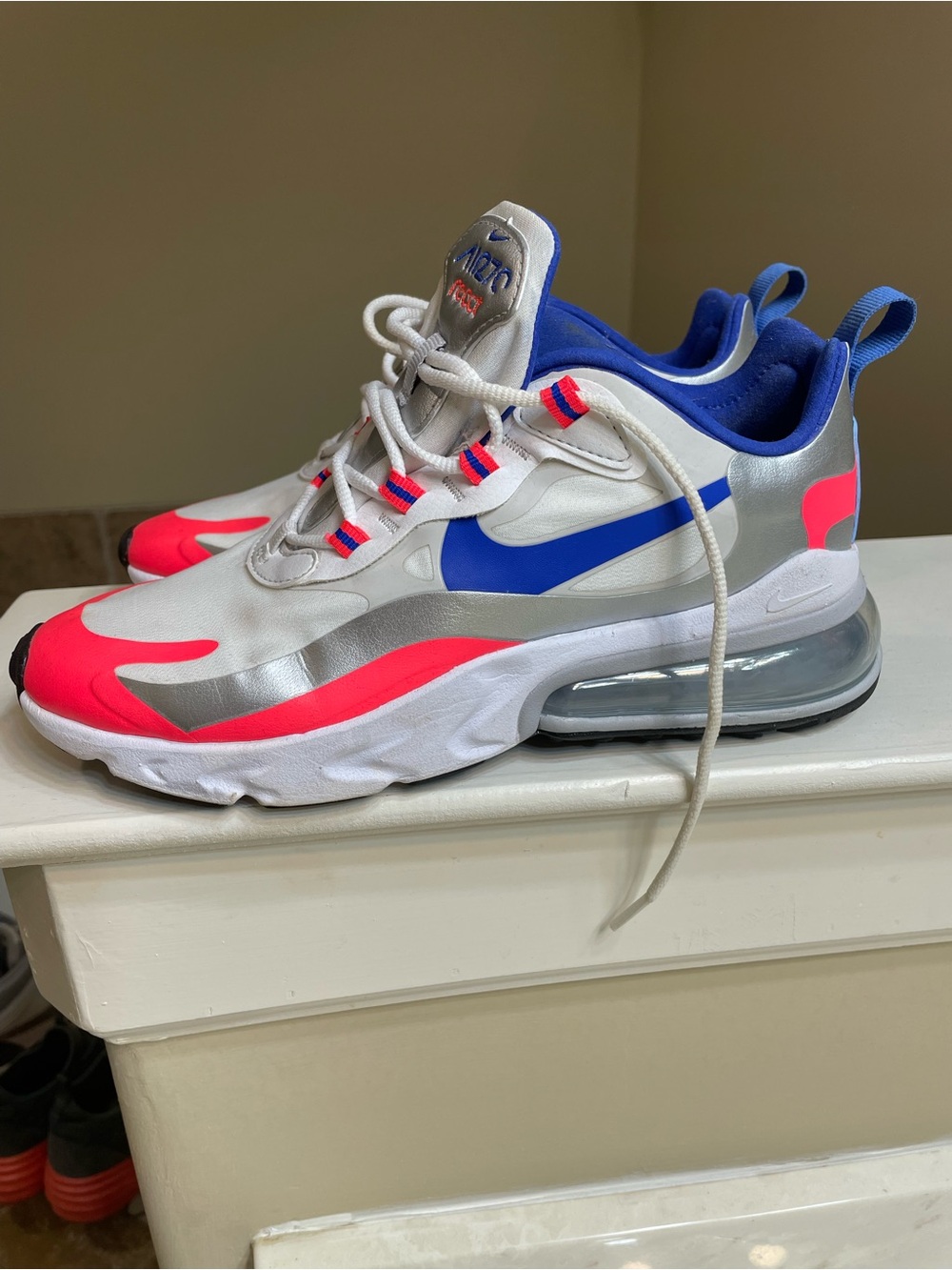 Nike Air Max 270 React - White, Blue, Hot Pink, Silver
